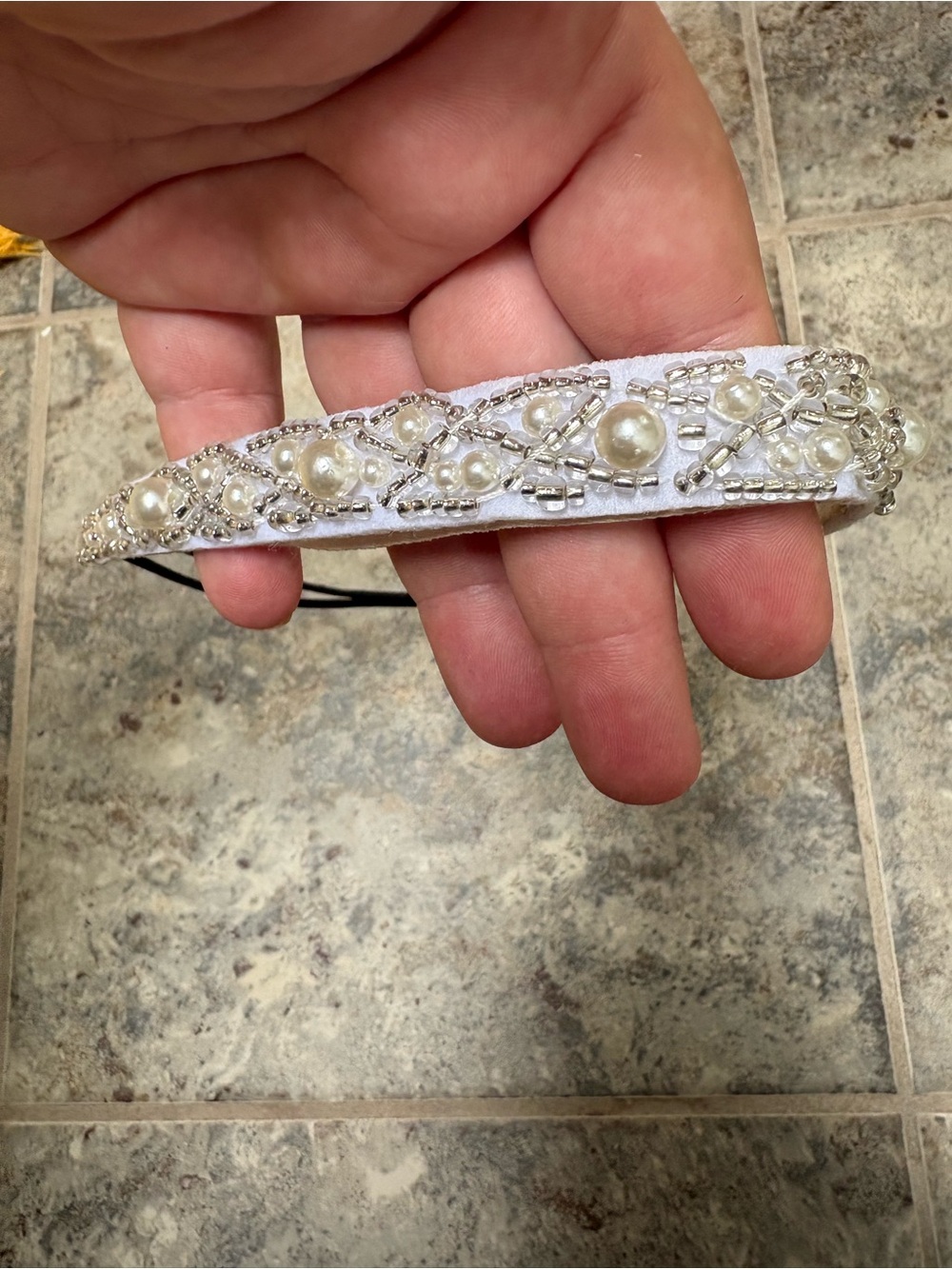 Pearl & Crystal Embellished White Headband